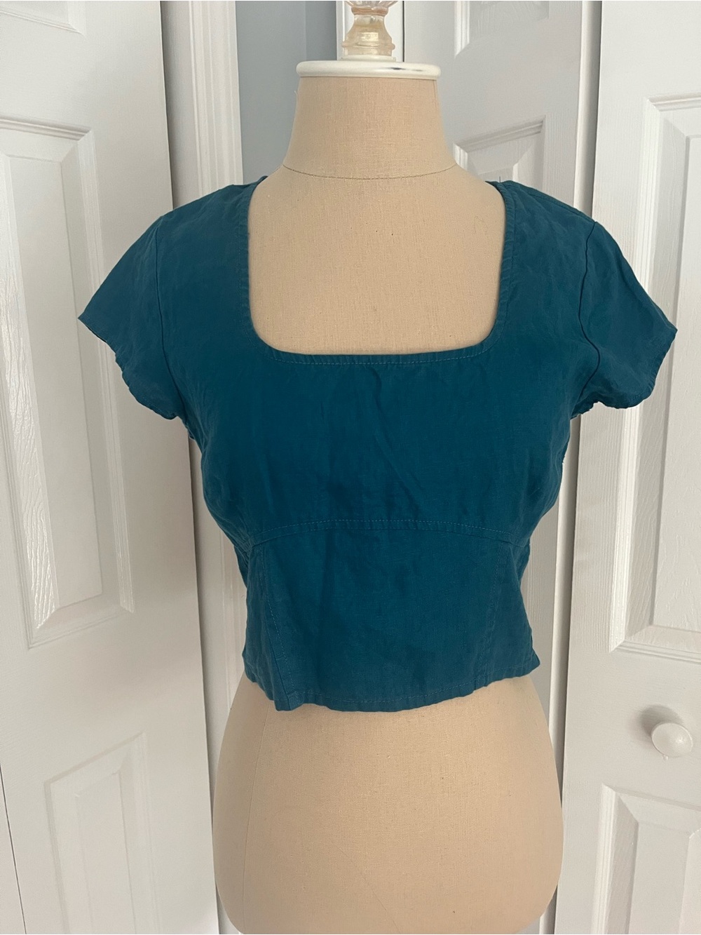 House of Harlow 1960 Teal Square-Neck Crop Top